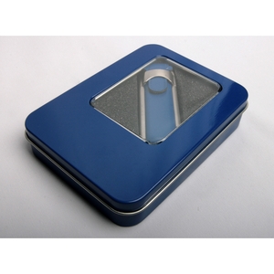 USB флеш-диск на 4 GB, синий, кожа, металл, MG17212.BL.4gb с лого