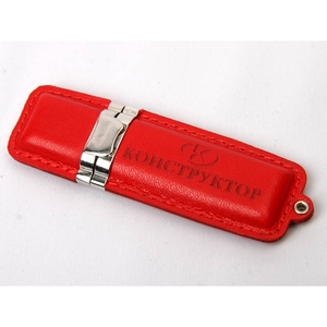 USB флеш-диск на 8 GB, красный, эко кожа, металлические вставки, MG17215.R.8gb с лого