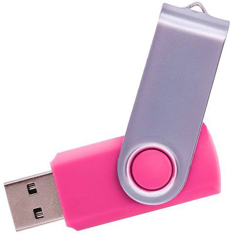 Флешка 4 ГБ розовая, металл и пластик soft-touch «ТВИСТ»
