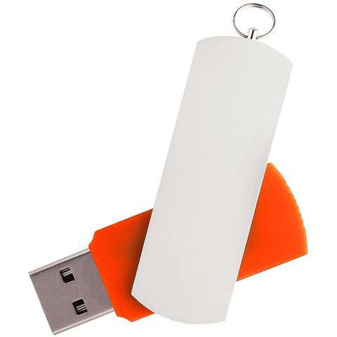 Флешка 16 ГБ оранжевая, металл и пластик soft-touch «ЕЛЕГАНКЕ»