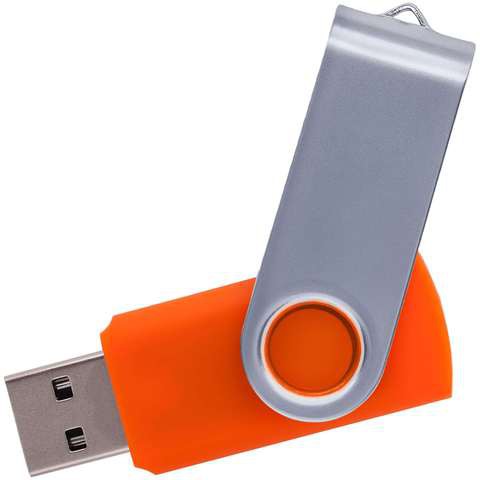 Флешка 64 ГБ оранжевая, металл и пластик soft-touch «ТВИСТ»