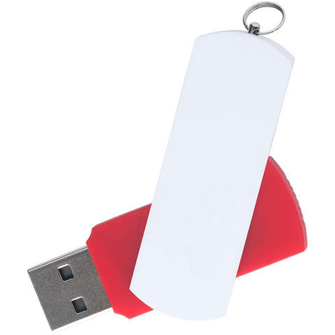 Красная с белым флешка 8 гб, металл и пластик soft-touch «ЕЛЕГАНКЕ-КОЛОР»