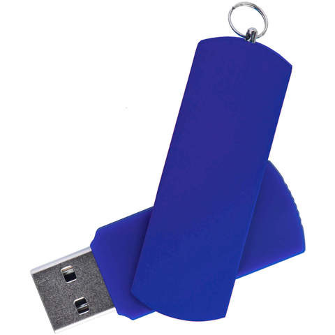 Синяя с синим флешка 32 гб, металл и пластик soft-touch «ЕЛЕГАНКЕ-КОЛОР»