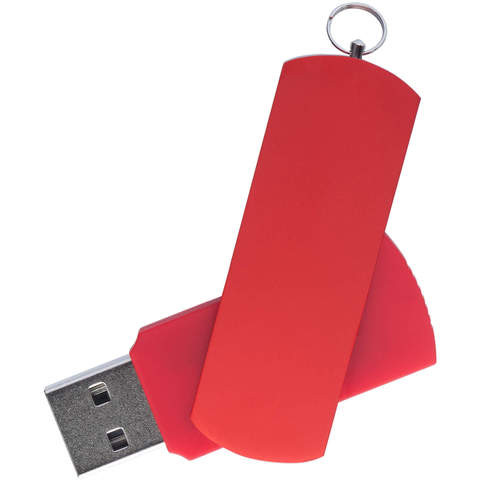 Флешка 32 ГБ красная с красным, металл и пластик soft-touch «ЕЛЕГАНКЕ-КОЛОР»