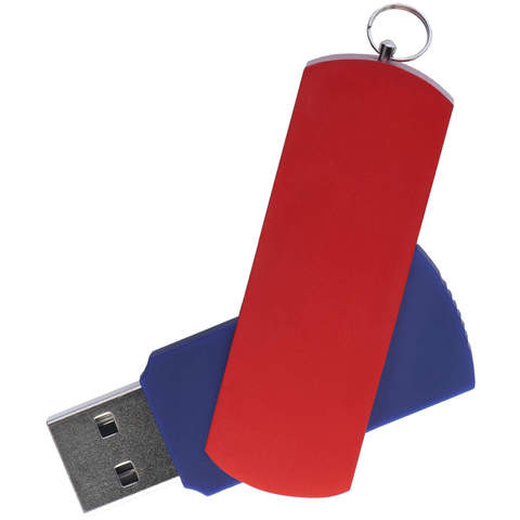 Темно-синяя с красным флешка 32 гб, металл и пластик soft-touch «ЕЛЕГАНКЕ-КОЛОР»