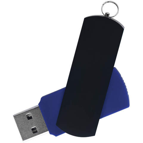 Флешка 8 ГБ темно-синяя с черным, металл и пластик soft-touch «ЕЛЕГАНКЕ-КОЛОР»
