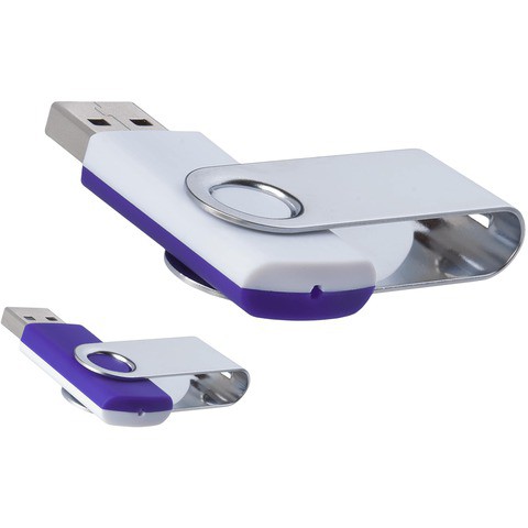 Флешка 16 ГБ бело-фиолетовая, металл и пластик soft-touch «ТВИСТ-МИКС»