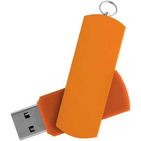 Оранжевая с оранжевым флешка 16 гб, металл и пластик soft-touch «ЕЛЕГАНКЕ-КОЛОР»