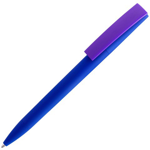 Синяя с фиолетовым ручка, пластик и soft-touch «ЗЕТА-СОФТ-МИКС»