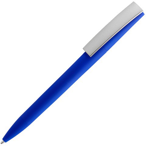 Синяя с серебристым ручка, пластик и soft-touch «ЗЕТА-СОФТ-МИКС»