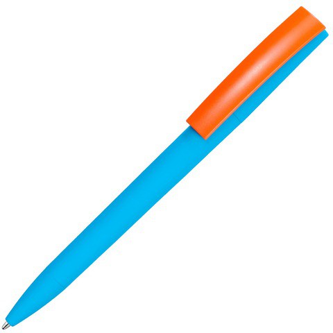Ручка голубая с оранжевым, пластик и soft-touch «ЗЕТА-СОФТ-МИКС»