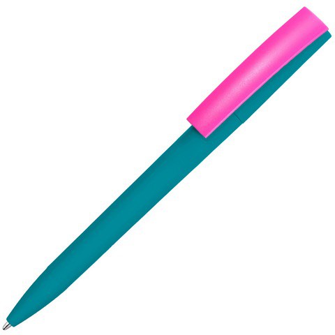 Ручка бирюзовая с розовым, пластик и soft-touch «ЗЕТА-СОФТ-МИКС»
