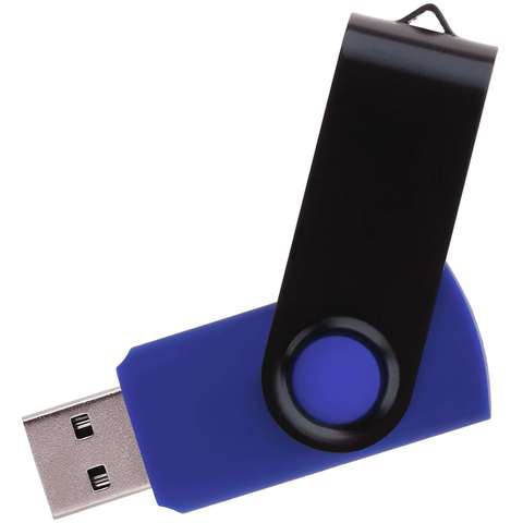 Флешка 8 ГБ синяя с черным, металл и пластик soft-touch «ТВИСТ-КОЛОР-МИКС»