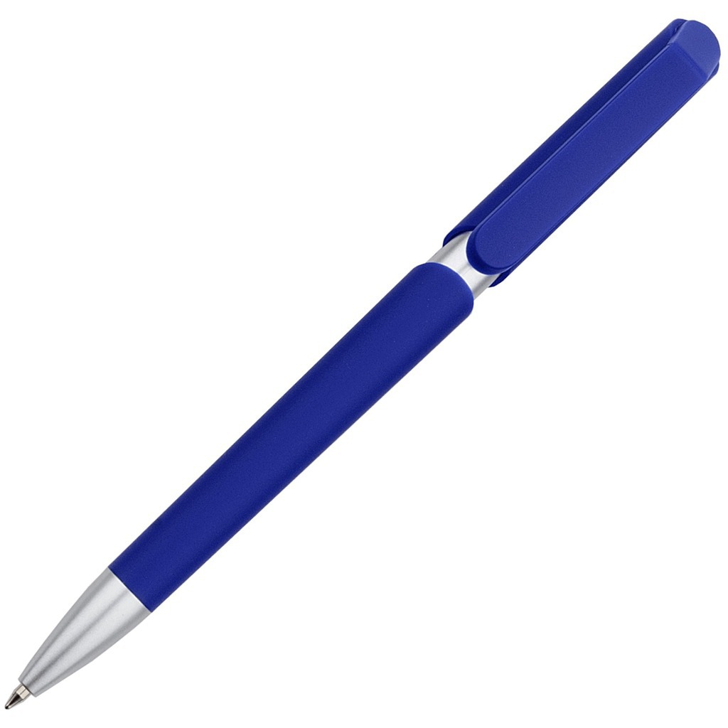Фотография Ручка синяя, пластик и soft-touch «ЗООМ-СОФТ»