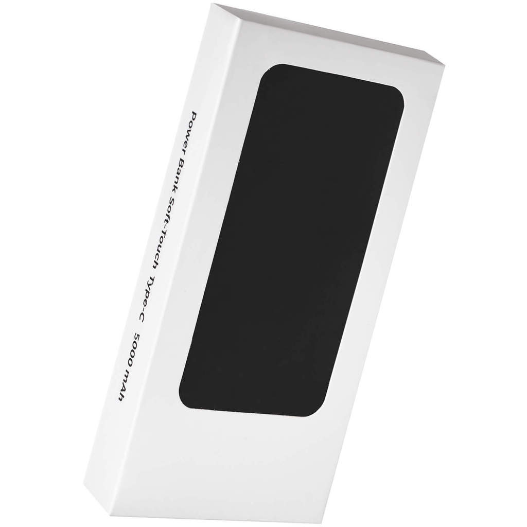 Макет Черный внешний аккумулятор с подсветкой логотипа sunny soft, 5000 ма·ч, пластик и soft-touch