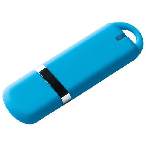 Голубая флешка 32 гб, пластик и soft-touch «МИРАКС-СОФТ»
