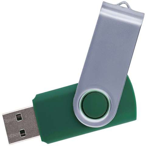Флешка 32 ГБ зеленая, металл и пластик soft-touch «ТВИСТ»