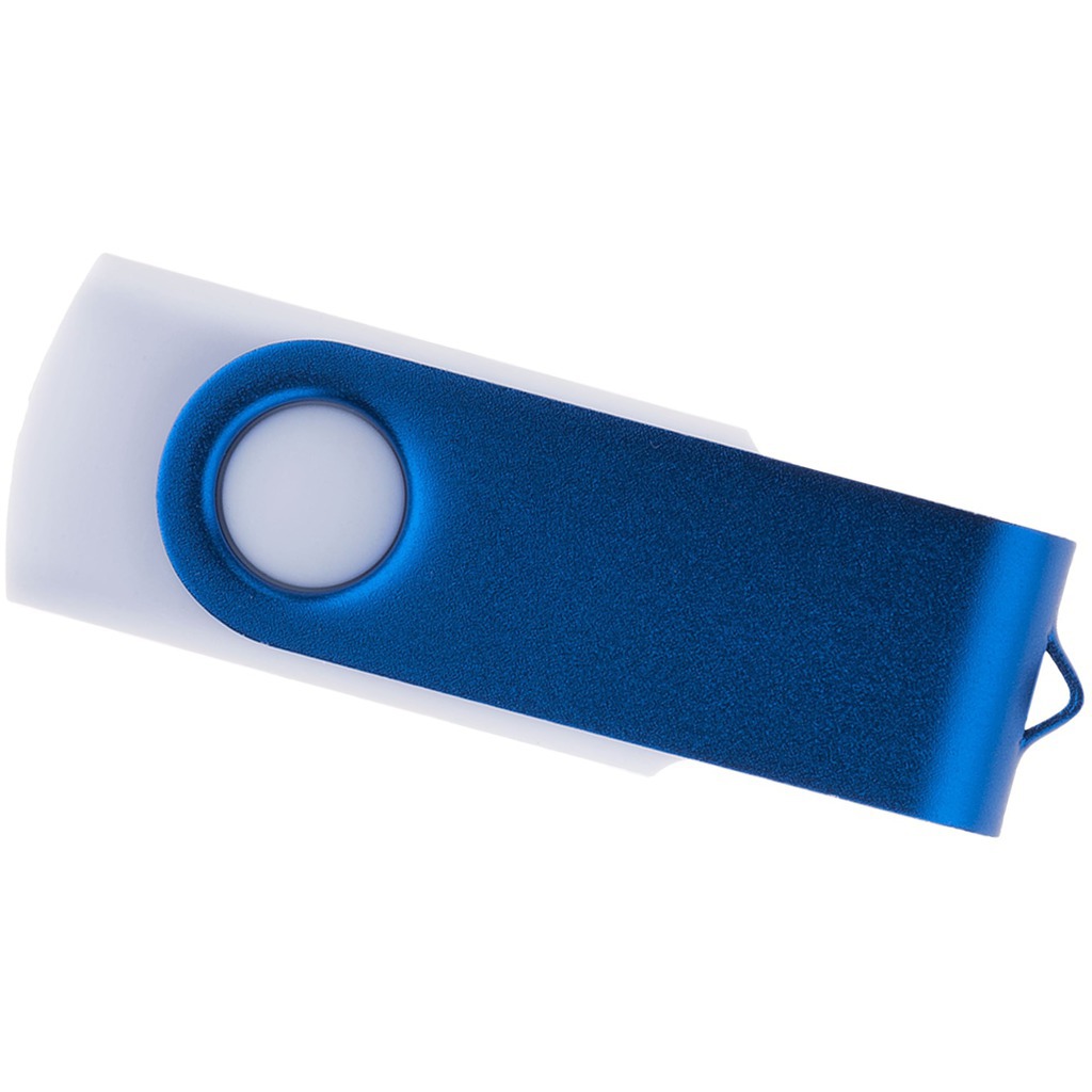 Фотография Белая с синим флешка 4 гб, металл и пластик soft-touch «ТВИСТ-ВХИТЕ-КОЛОР»