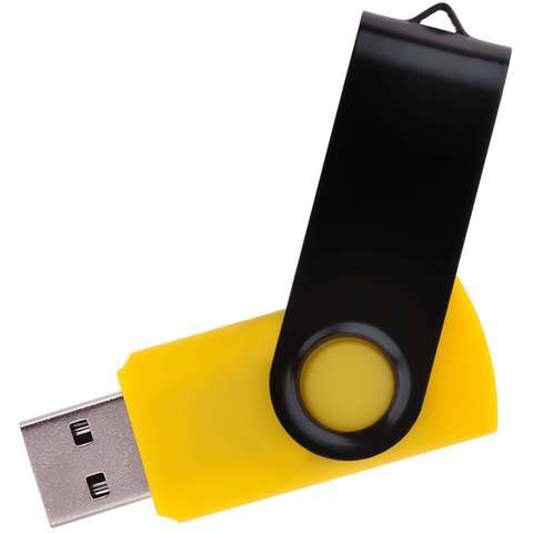 Желтая с черным флешка 8 гб, металл и пластик soft-touch «ТВИСТ-КОЛОР-МИКС»