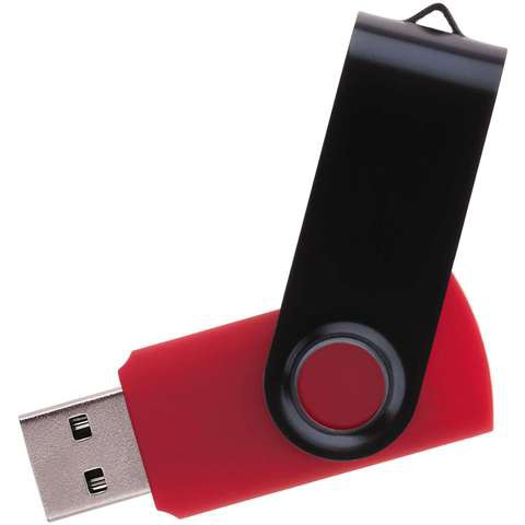Флешка 64 ГБ красная с черным, металл и пластик soft-touch «ТВИСТ-КОЛОР-МИКС»